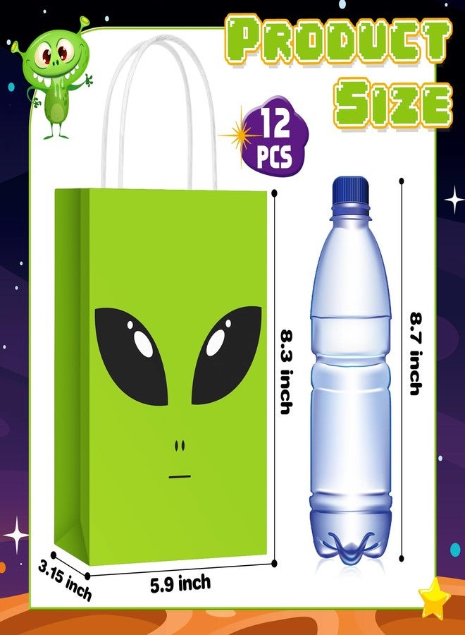 Tosstuki 12 Pcs Alien Gift Bags Alien Birthday Decoration Ufo Aliens Party Paper Bags with Handles for Kids Boys Girls Birthday Space Theme Celebrations Events Supplies - Image 3